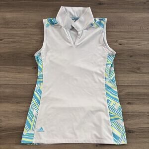 Adidas Girls Size Medium 11-12yrs Blue Sleeveless Collared Golf Polo Tank Top